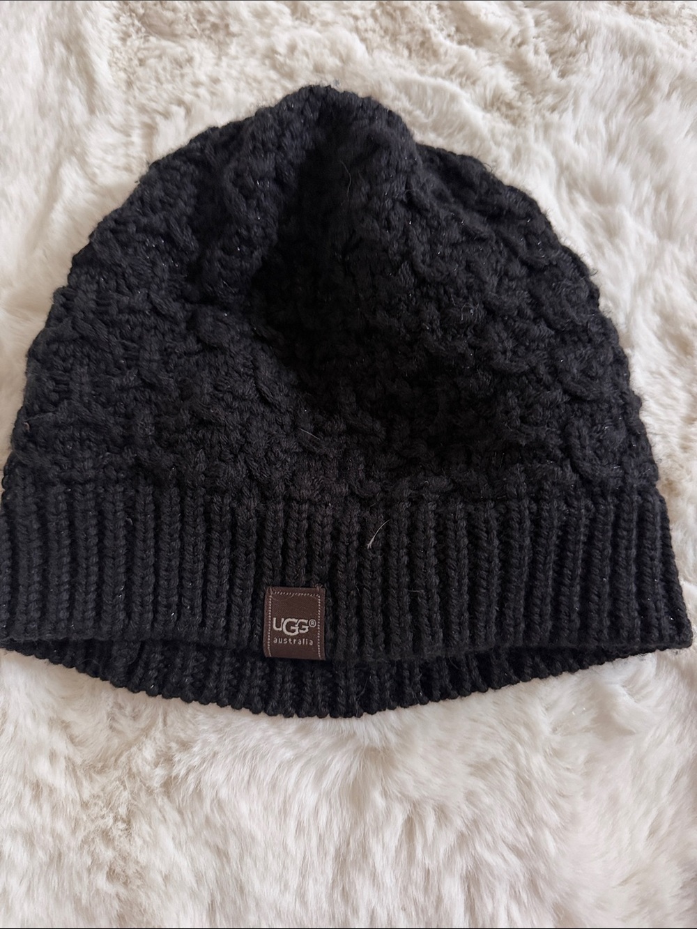 UGG Black Knit Cable Beanie